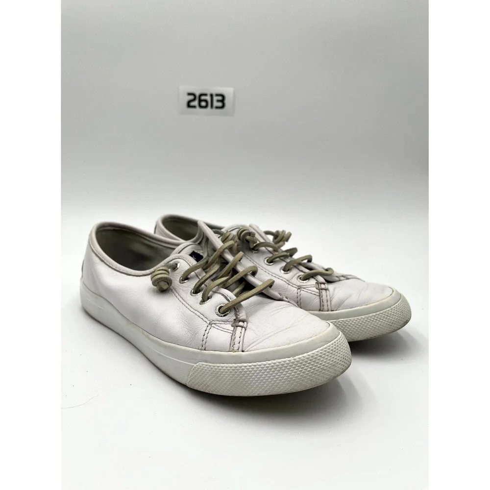 Sperry Seacoast STS91888 Women's 7M‎ Shoes Cloud White Leather Lace Up Sneakers